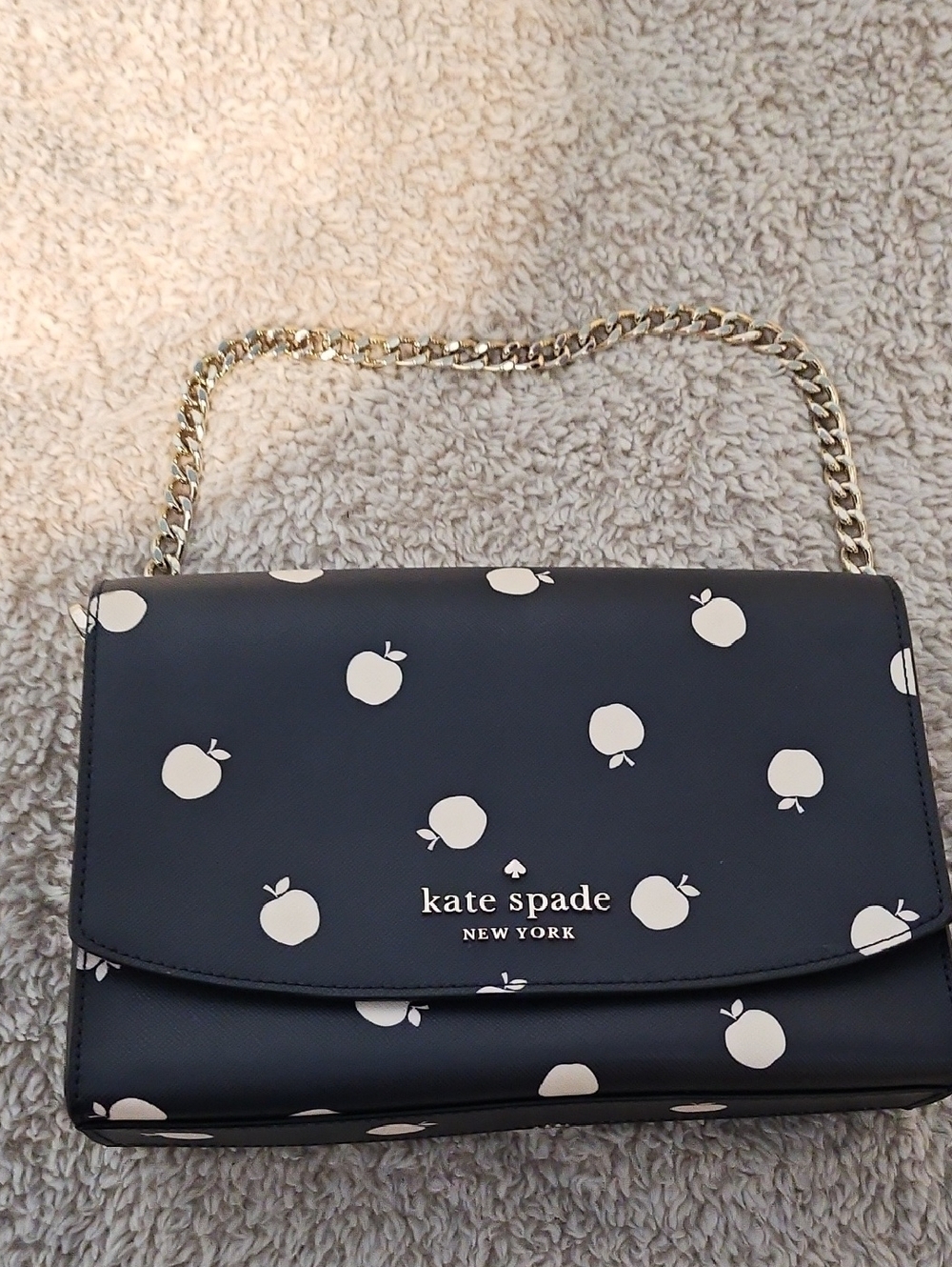 kate spade Navy Apple Print Chain Shoulder Bag. No Long Strap
